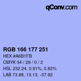 Color code: RGB 166 177 251 | qconv.com