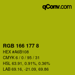 Color code: RGB 166 177 8 | qconv.com