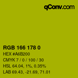 Color code: RGB 166 178 0 | qconv.com