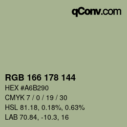 Código de color: RGB 166 178 144 | qconv.com
