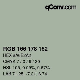 Color code: RGB 166 178 162 | qconv.com