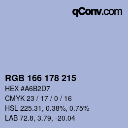 Color code: RGB 166 178 215 | qconv.com