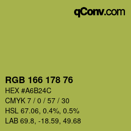 Color code: RGB 166 178 76 | qconv.com