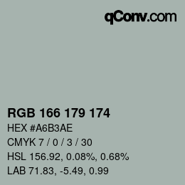 Color code: RGB 166 179 174 | qconv.com
