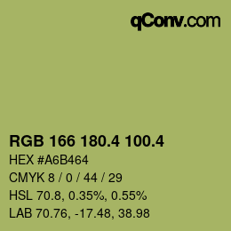 カラーコード: RGB 166 180.4 100.4 | qconv.com