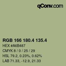 カラーコード: RGB 166 180.4 135.4 | qconv.com