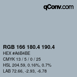 カラーコード: RGB 166 180.4 190.4 | qconv.com