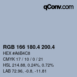 カラーコード: RGB 166 180.4 200.4 | qconv.com