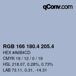 カラーコード: RGB 166 180.4 205.4 | qconv.com