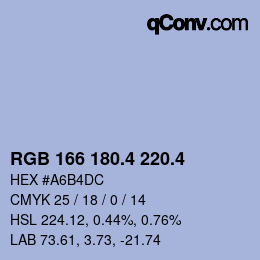 カラーコード: RGB 166 180.4 220.4 | qconv.com