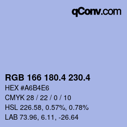 カラーコード: RGB 166 180.4 230.4 | qconv.com