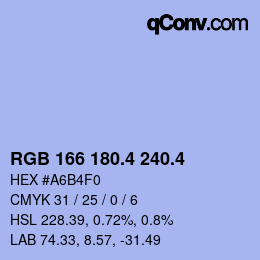 カラーコード: RGB 166 180.4 240.4 | qconv.com
