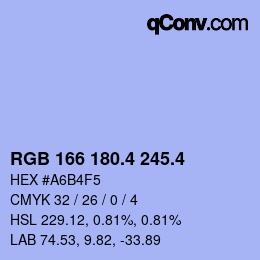 カラーコード: RGB 166 180.4 245.4 | qconv.com