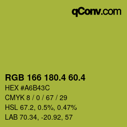 カラーコード: RGB 166 180.4 60.4 | qconv.com