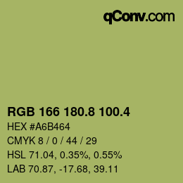 カラーコード: RGB 166 180.8 100.4 | qconv.com
