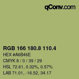 カラーコード: RGB 166 180.8 110.4 | qconv.com