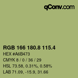 カラーコード: RGB 166 180.8 115.4 | qconv.com