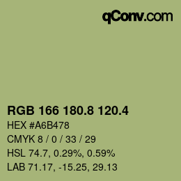 カラーコード: RGB 166 180.8 120.4 | qconv.com