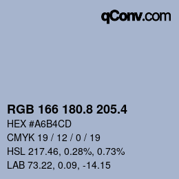 カラーコード: RGB 166 180.8 205.4 | qconv.com