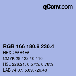 カラーコード: RGB 166 180.8 230.4 | qconv.com