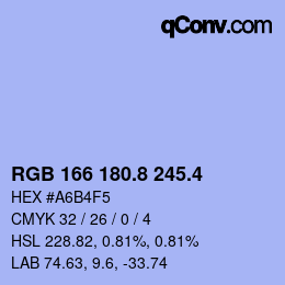 カラーコード: RGB 166 180.8 245.4 | qconv.com