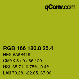 カラーコード: RGB 166 180.8 25.4 | qconv.com