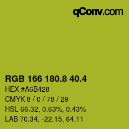 カラーコード: RGB 166 180.8 40.4 | qconv.com