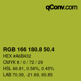 カラーコード: RGB 166 180.8 50.4 | qconv.com