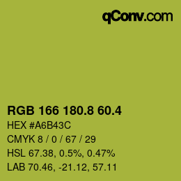 カラーコード: RGB 166 180.8 60.4 | qconv.com