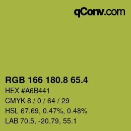 カラーコード: RGB 166 180.8 65.4 | qconv.com