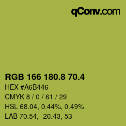 カラーコード: RGB 166 180.8 70.4 | qconv.com