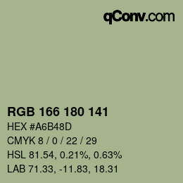 Farbcode: RGB 166 180 141 | qconv.com