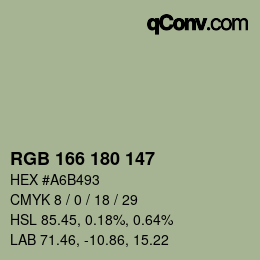 Farbcode: RGB 166 180 147 | qconv.com