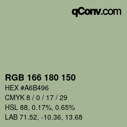 Color code: RGB 166 180 150 | qconv.com