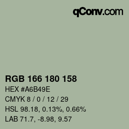 Código de color: RGB 166 180 158 | qconv.com