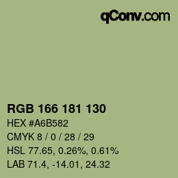 颜色代码: RGB 166 181 130 | qconv.com