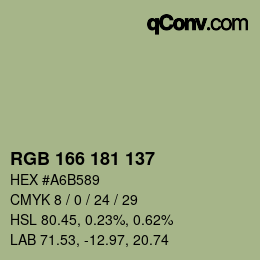 Color code: RGB 166 181 137 | qconv.com