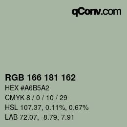 Color code: RGB 166 181 162 | qconv.com