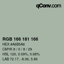 Color code: RGB 166 181 166 | qconv.com