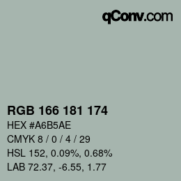 Farbcode: RGB 166 181 174 | qconv.com