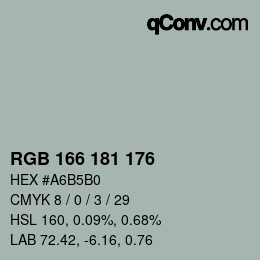 Color code: RGB 166 181 176 | qconv.com