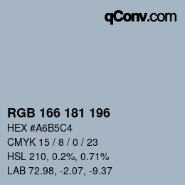 Color code: RGB 166 181 196 | qconv.com