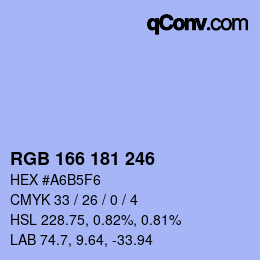 Color code: RGB 166 181 246 | qconv.com
