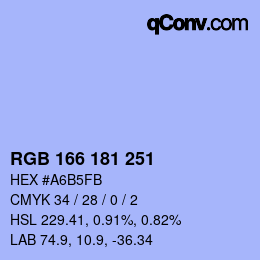 Color code: RGB 166 181 251 | qconv.com
