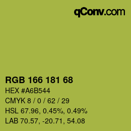 Color code: RGB 166 181 68 | qconv.com