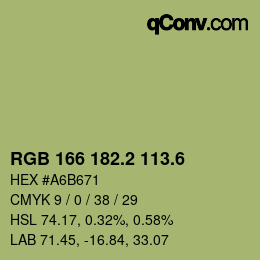 カラーコード: RGB 166 182.2 113.6 | qconv.com