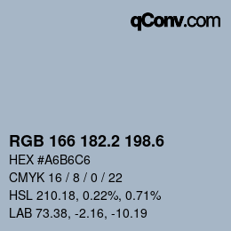 カラーコード: RGB 166 182.2 198.6 | qconv.com