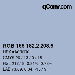 カラーコード: RGB 166 182.2 208.6 | qconv.com