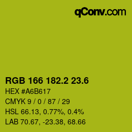 カラーコード: RGB 166 182.2 23.6 | qconv.com