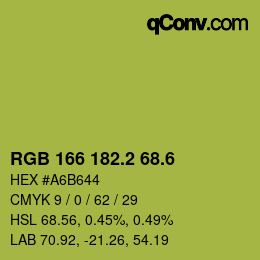 カラーコード: RGB 166 182.2 68.6 | qconv.com